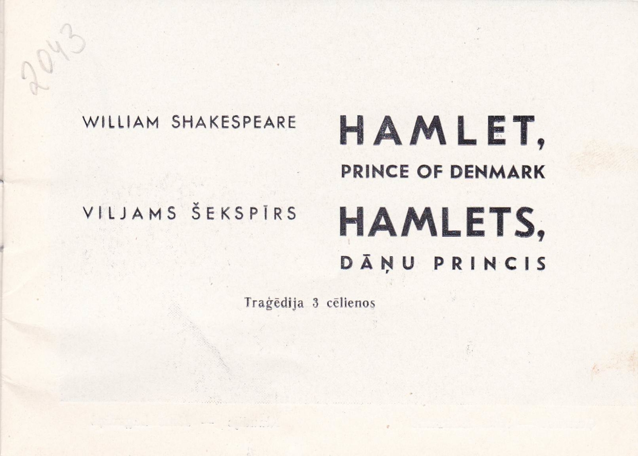 „Hamlet prince of  Denmark”  (Shakespeare W.)