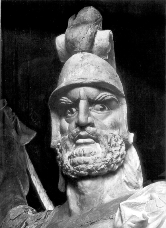 Հատված Ե. Քոչարի կերտած «Վ. Մամիկոնյան» գիպսե արձանից, Երևան, 1960-70-ականներ
