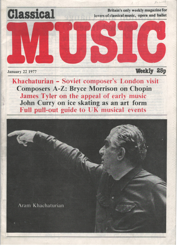 Հոդված՝ «Խաչատրյանը նվաճում է սովետական ժողովրդի փառքն ու պատիվը», «Դասական երաժշտություն» ամսագիր
