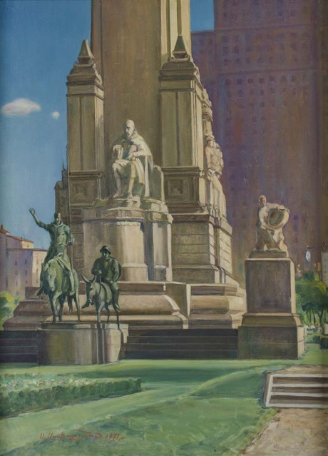 Սերվանտեսի հուշարձանը Մադրիդում (իսպանական նկարաշարից)
