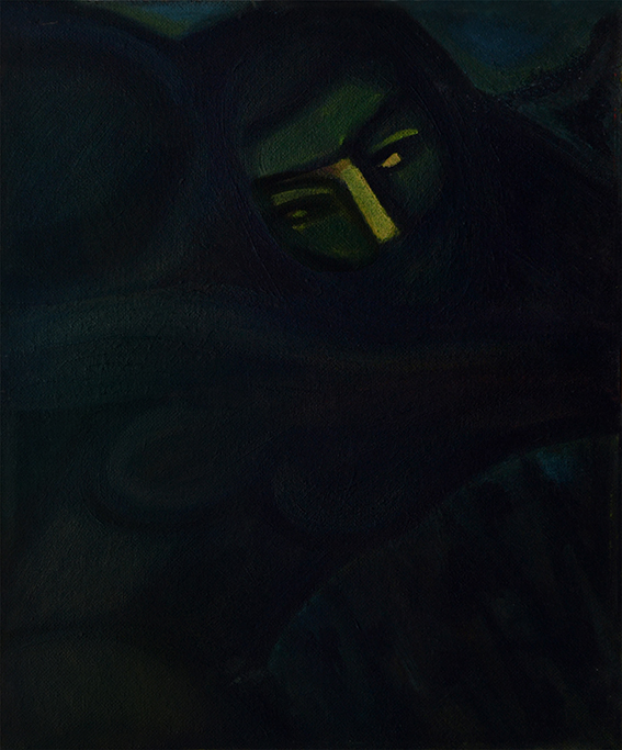 Բայայի դիմանկարը կանաչ դեմքով սև ֆոնի վրա 1959
