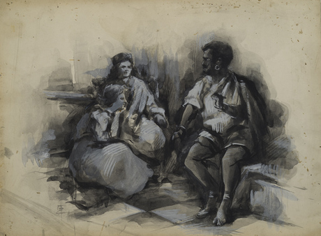 Նստած ֆիգուրներ. տղամարդ և կին (էսքիզ)