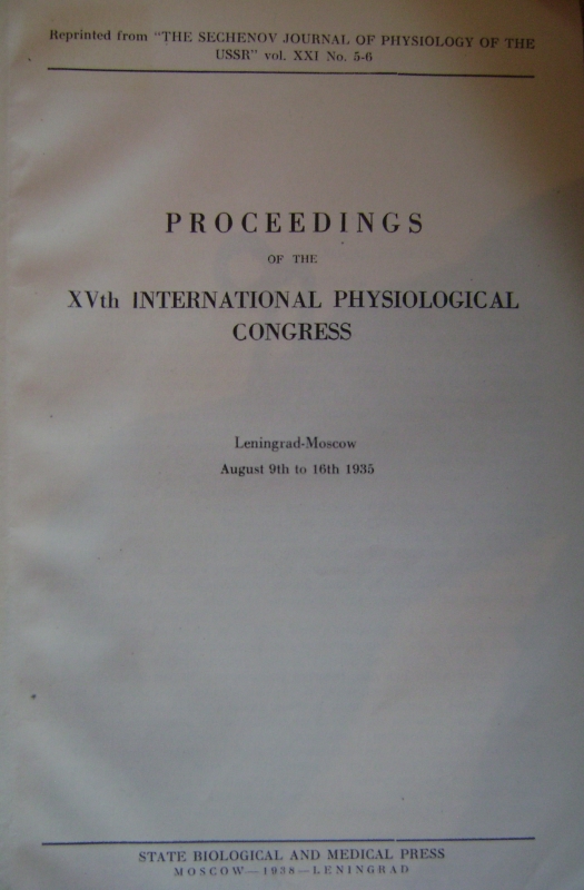«PROCEEDINGS  OF THE  X Vth  INTERNATIONAL  PHYSIOLOGICAL CONGRESS.    PAIN AND  ITS PHYSIOLOGICAL  EFFECTS»   